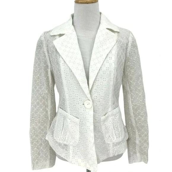 Kut from the Kloth Eyelet White  Blazer L - Picture 1 of 10